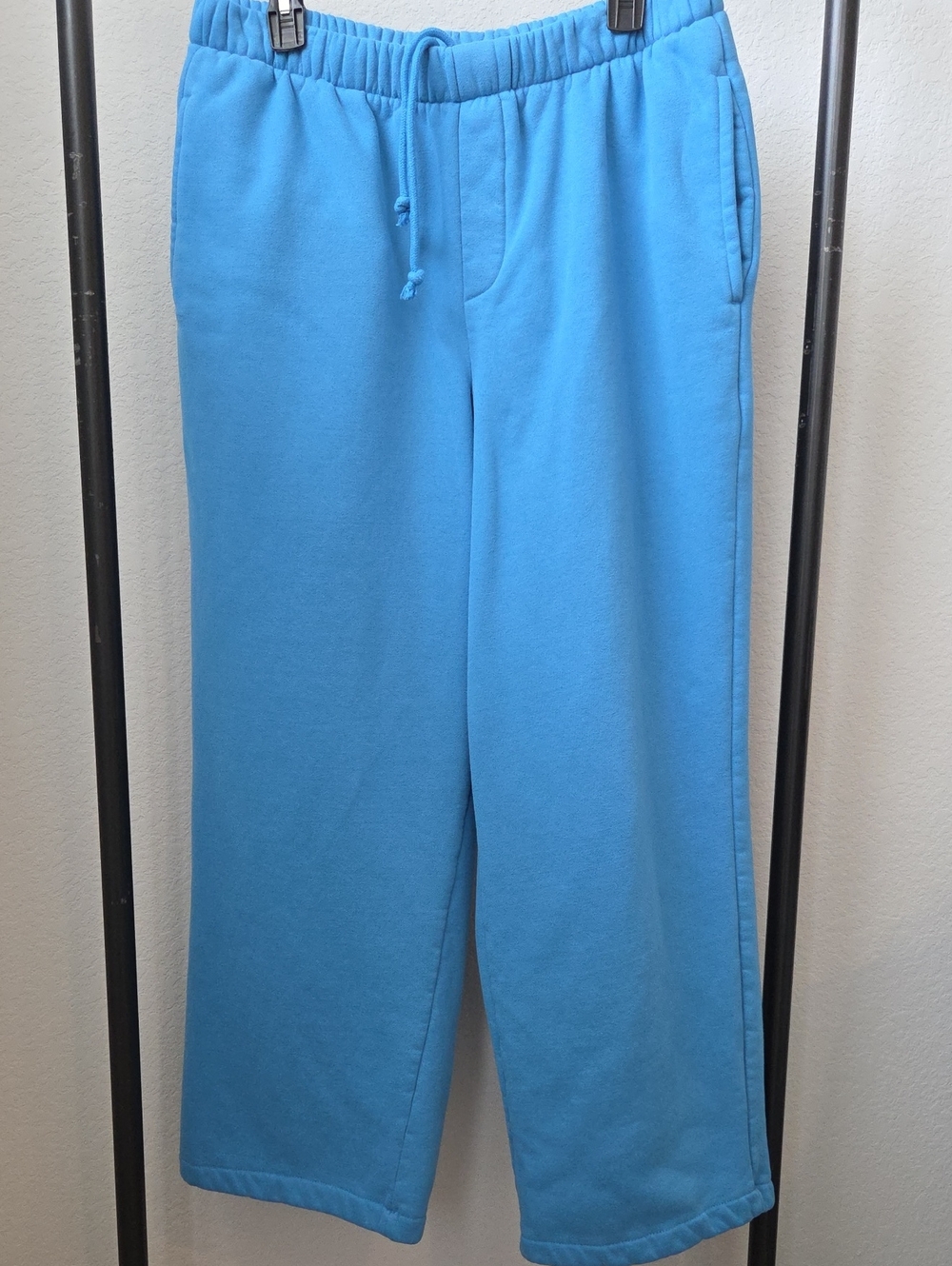 Fashion Nova Men's Bright Blue Drawstring Sweatpants Wide-Leg Baggy Athleisure